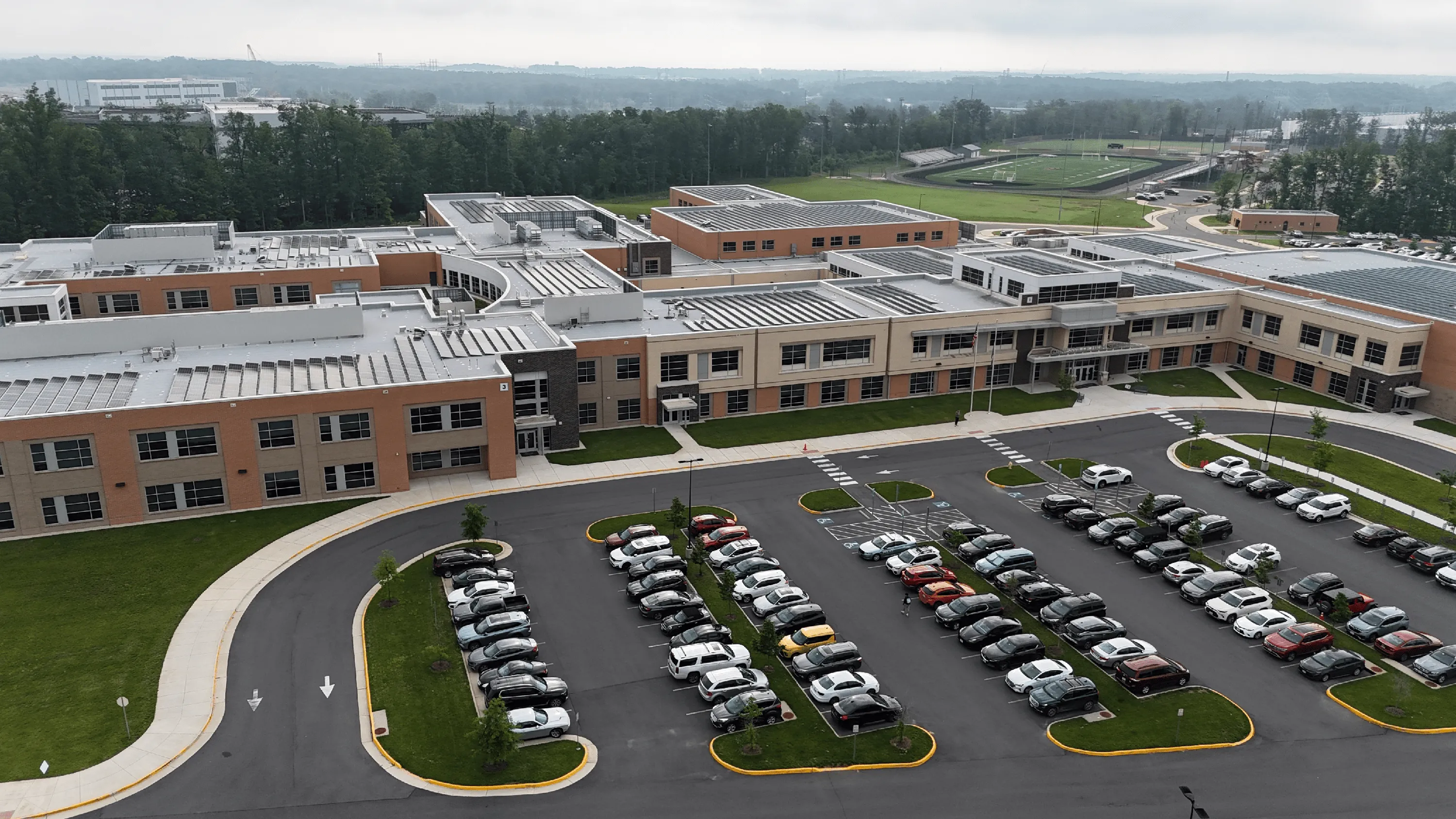Aerial view of the front of GHS